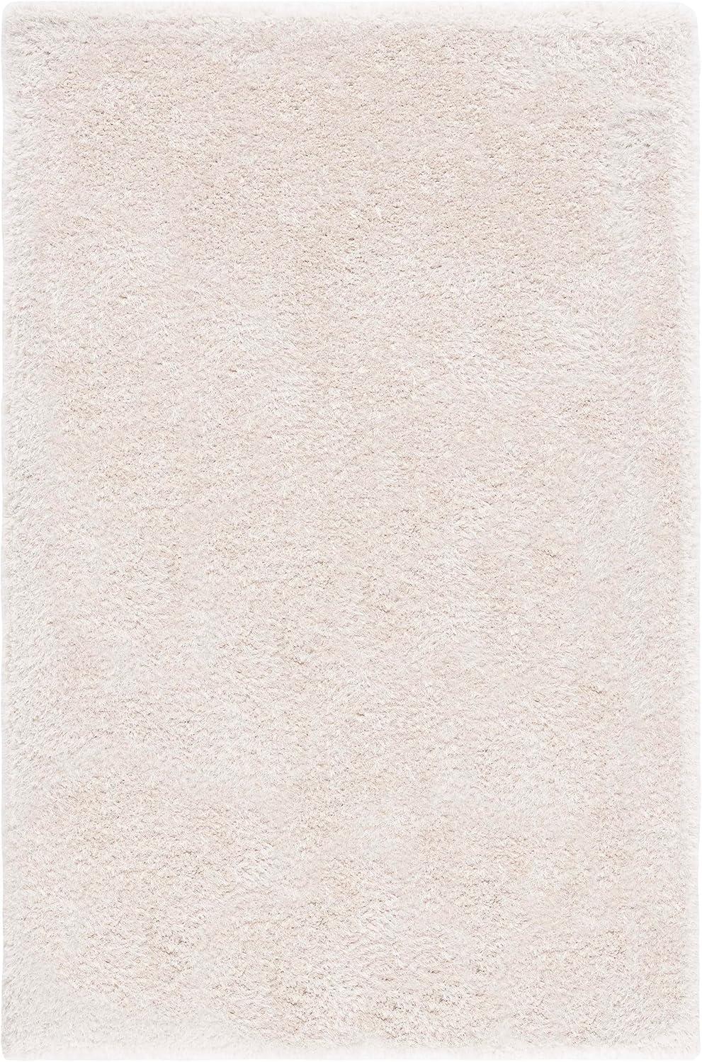 image:imageSAFAVIEH Luxe Shag Collection Area Rug 5 x 8 Ivory Handmade Glam 32inch Thick Ideal for High Traffic Areas in Living Room Bedroom SGX160ABone