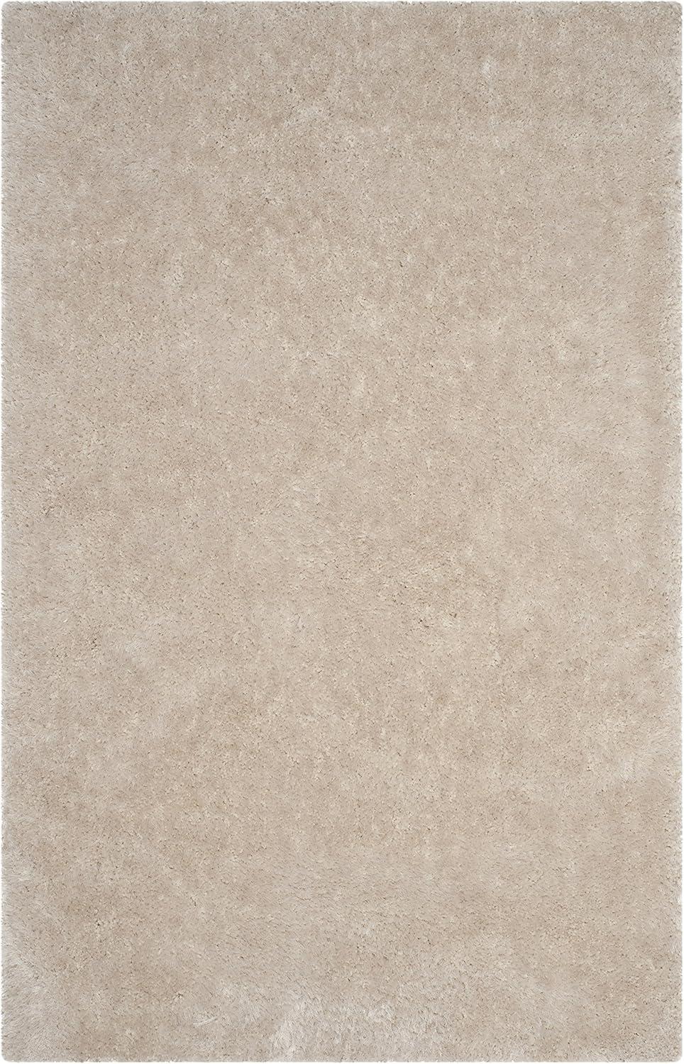 image:imageSAFAVIEH Luxe Shag Collection Area Rug 5 x 8 Ivory Handmade Glam 32inch Thick Ideal for High Traffic Areas in Living Room Bedroom SGX160ABone