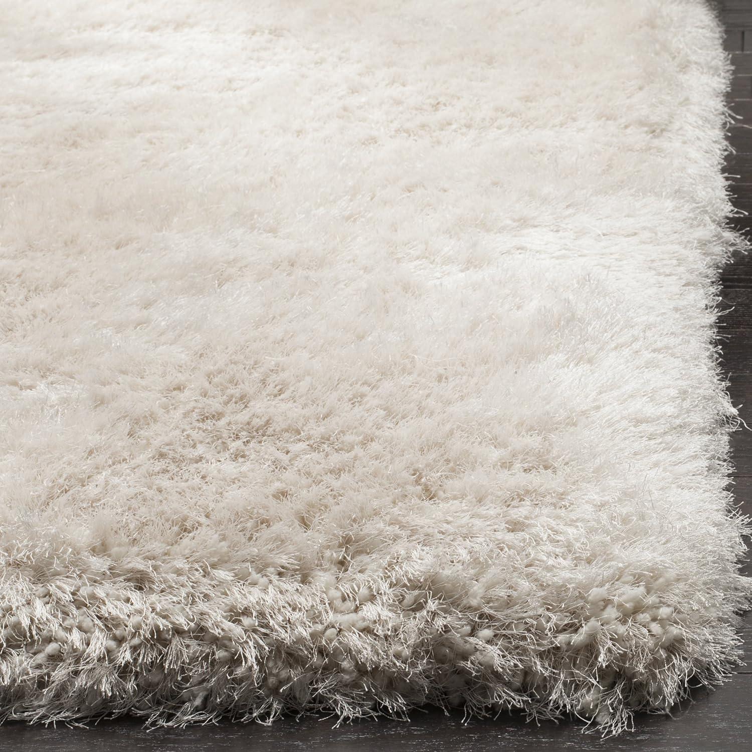 image:imageSAFAVIEH Luxe Shag Collection Area Rug 5 x 8 Ivory Handmade Glam 32inch Thick Ideal for High Traffic Areas in Living Room Bedroom SGX160ABone