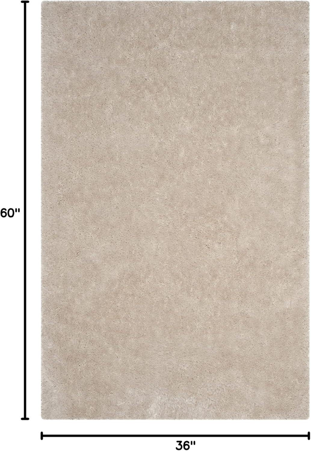 image:imageSAFAVIEH Luxe Shag Collection Area Rug 5 x 8 Ivory Handmade Glam 32inch Thick Ideal for High Traffic Areas in Living Room Bedroom SGX160ABone