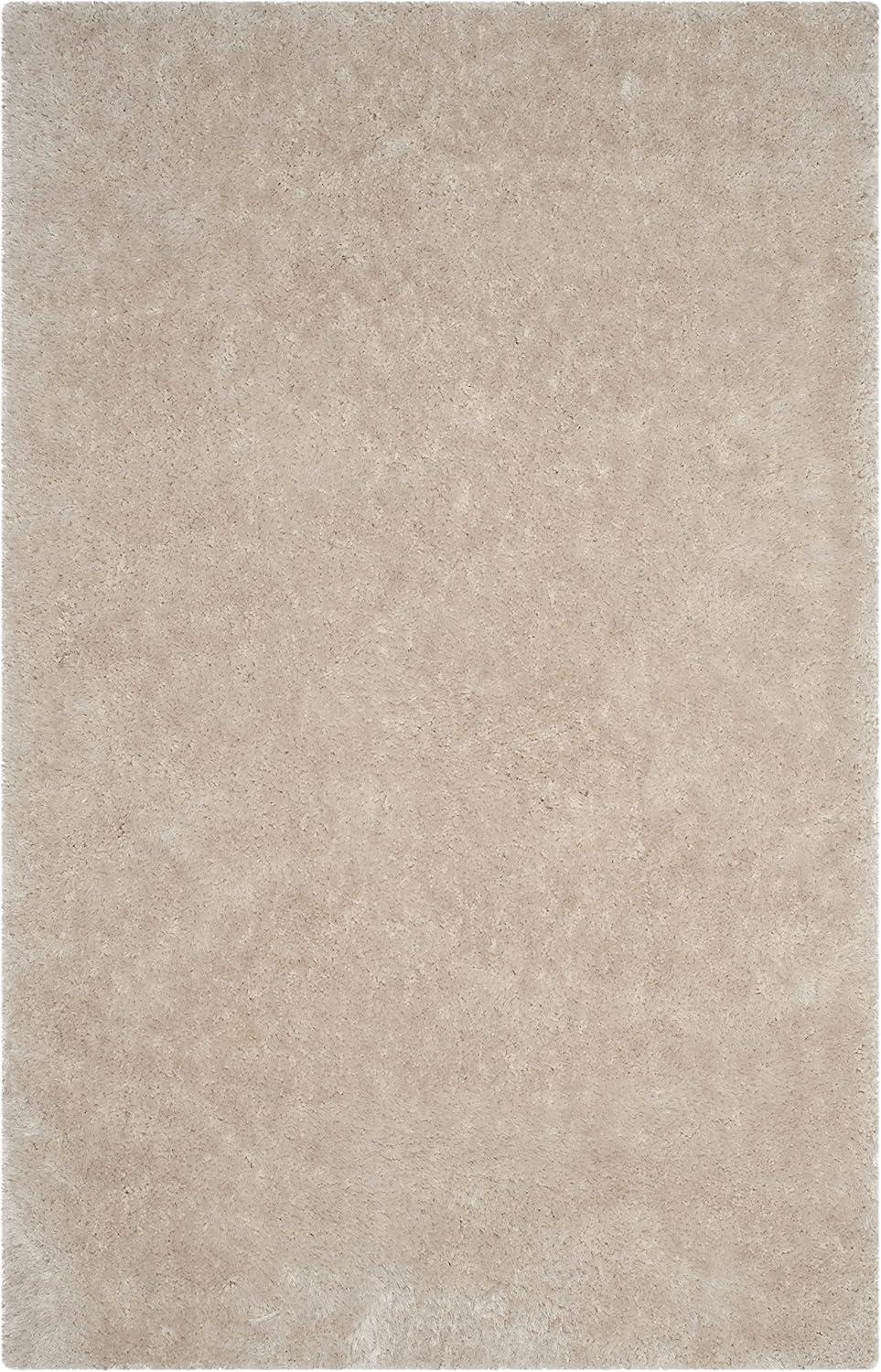 image:imageSAFAVIEH Luxe Shag Collection Area Rug 5 x 8 Ivory Handmade Glam 32inch Thick Ideal for High Traffic Areas in Living Room Bedroom SGX160ABone