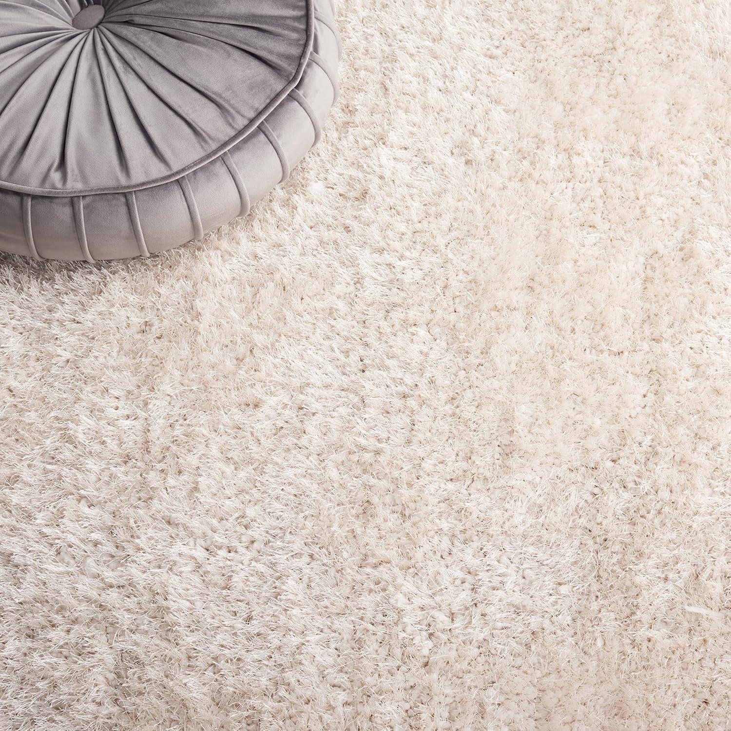image:imageSAFAVIEH Luxe Shag Collection Area Rug 5 x 8 Ivory Handmade Glam 32inch Thick Ideal for High Traffic Areas in Living Room Bedroom SGX160ABone