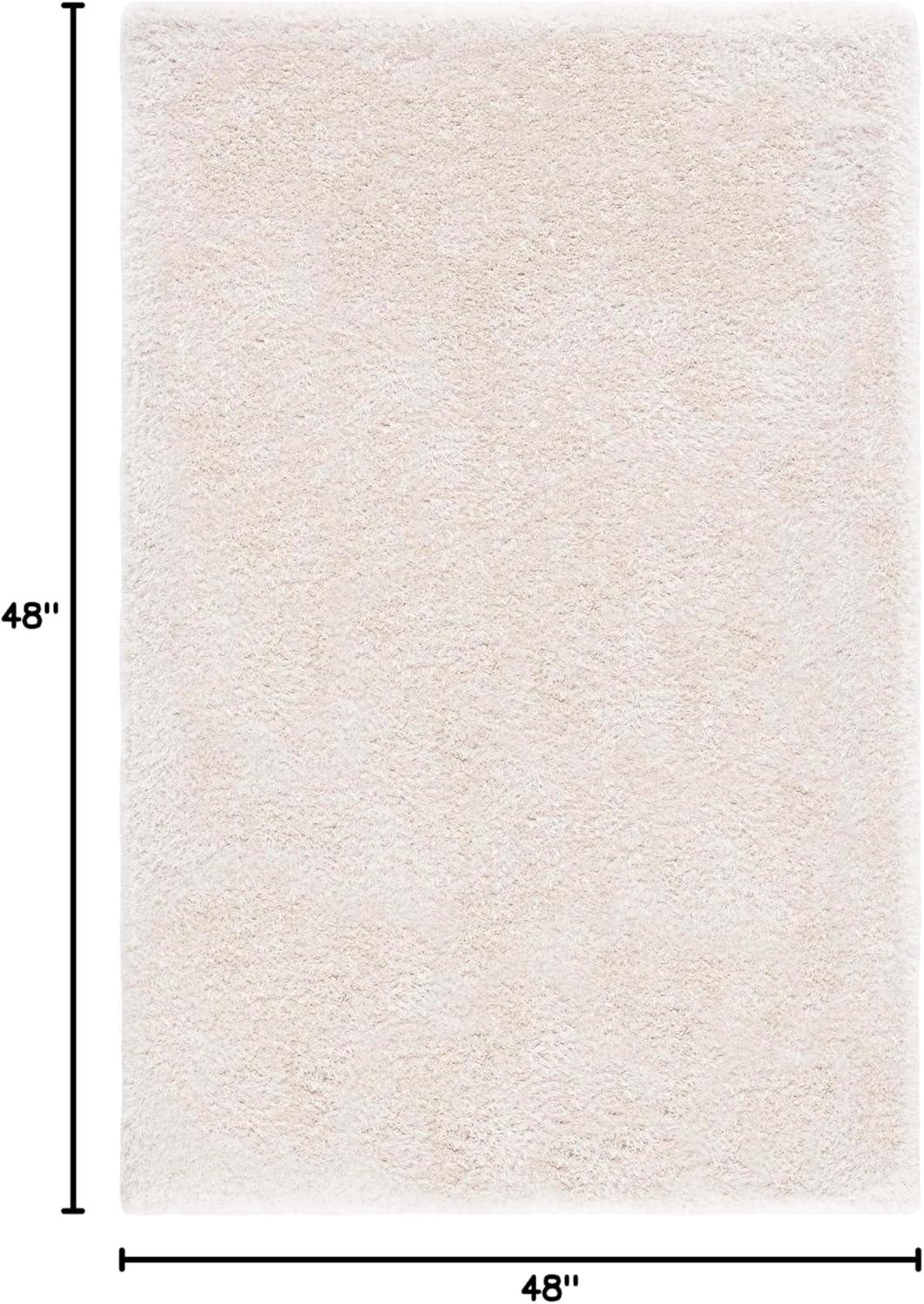 image:imageSAFAVIEH Luxe Shag Collection Area Rug 5 x 8 Ivory Handmade Glam 32inch Thick Ideal for High Traffic Areas in Living Room Bedroom SGX160ABone