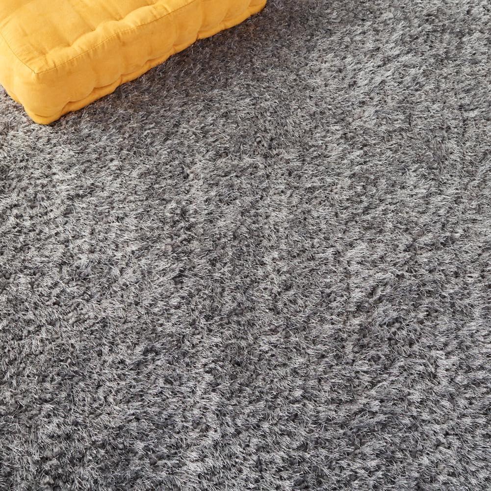 image:imageSAFAVIEH Luxe Shag Collection Area Rug 5 x 8 Ivory Handmade Glam 32inch Thick Ideal for High Traffic Areas in Living Room Bedroom SGX160AGrey
