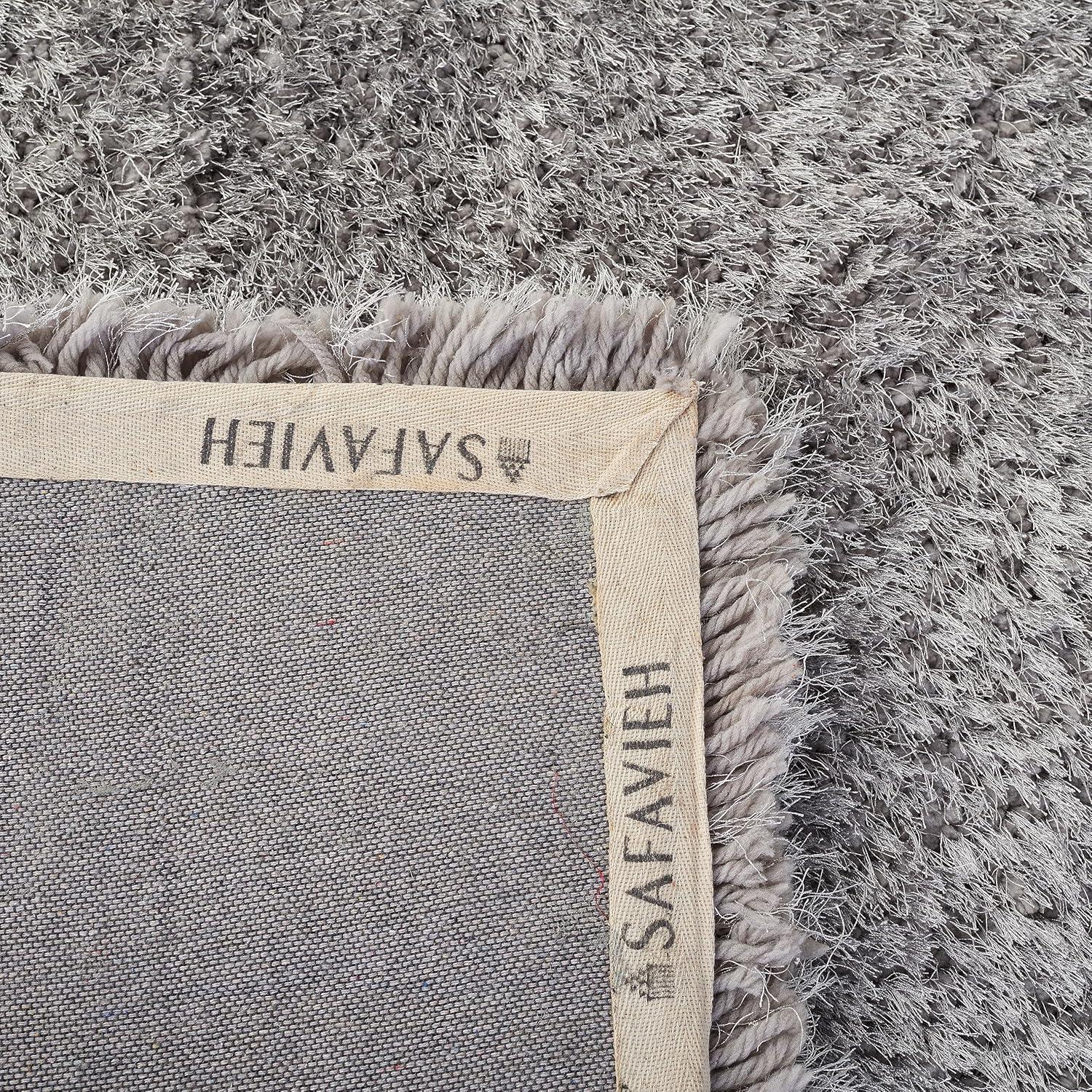 image:imageSAFAVIEH Luxe Shag Collection Area Rug 5 x 8 Ivory Handmade Glam 32inch Thick Ideal for High Traffic Areas in Living Room Bedroom SGX160AGrey