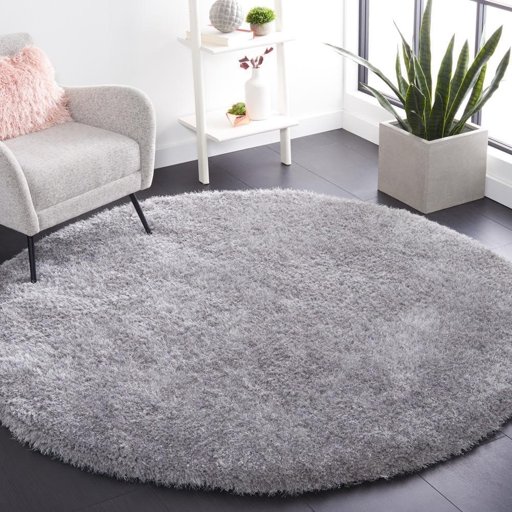 image:imageSAFAVIEH Luxe Shag Collection Area Rug 5 x 8 Ivory Handmade Glam 32inch Thick Ideal for High Traffic Areas in Living Room Bedroom SGX160AGrey