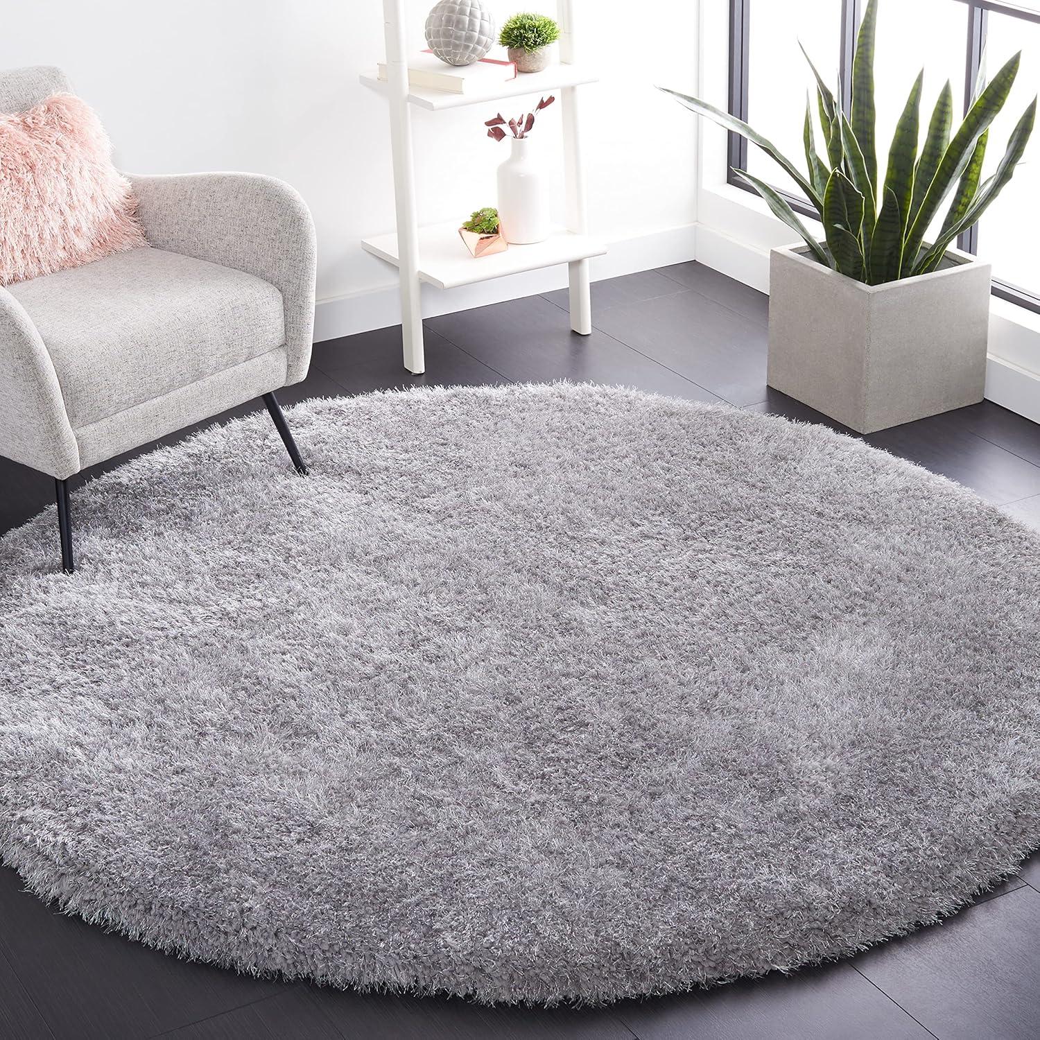 image:imageSAFAVIEH Luxe Shag Collection Area Rug 5 x 8 Ivory Handmade Glam 32inch Thick Ideal for High Traffic Areas in Living Room Bedroom SGX160AGrey