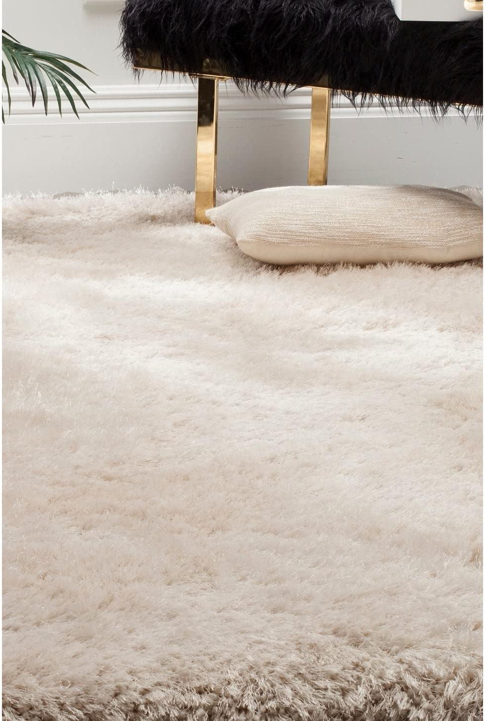 image:imageSAFAVIEH Luxe Shag Collection Area Rug 5 x 8 Ivory Handmade Glam 32inch Thick Ideal for High Traffic Areas in Living Room Bedroom SGX160AIvory