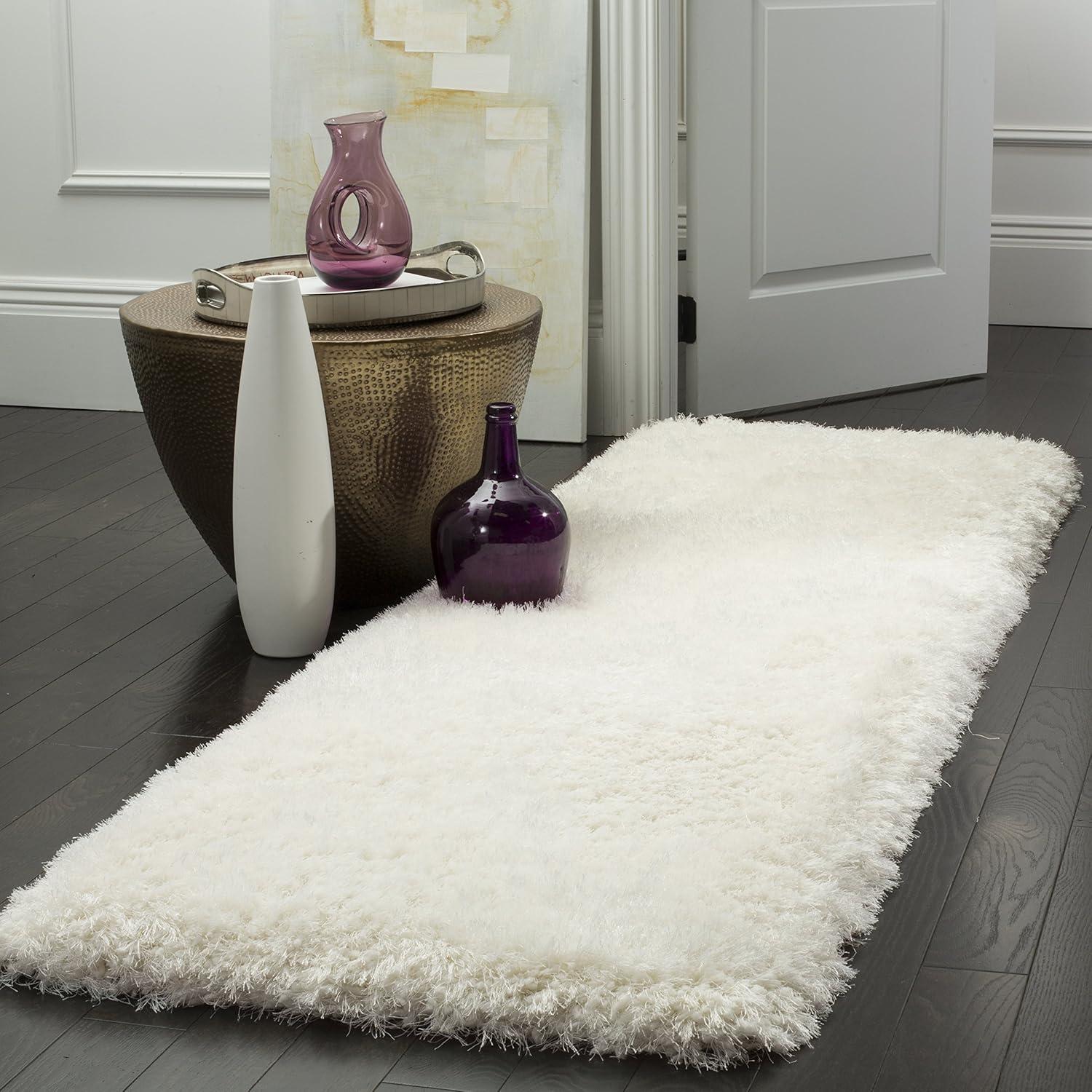 image:imageSAFAVIEH Luxe Shag Collection Area Rug 5 x 8 Ivory Handmade Glam 32inch Thick Ideal for High Traffic Areas in Living Room Bedroom SGX160AIvory