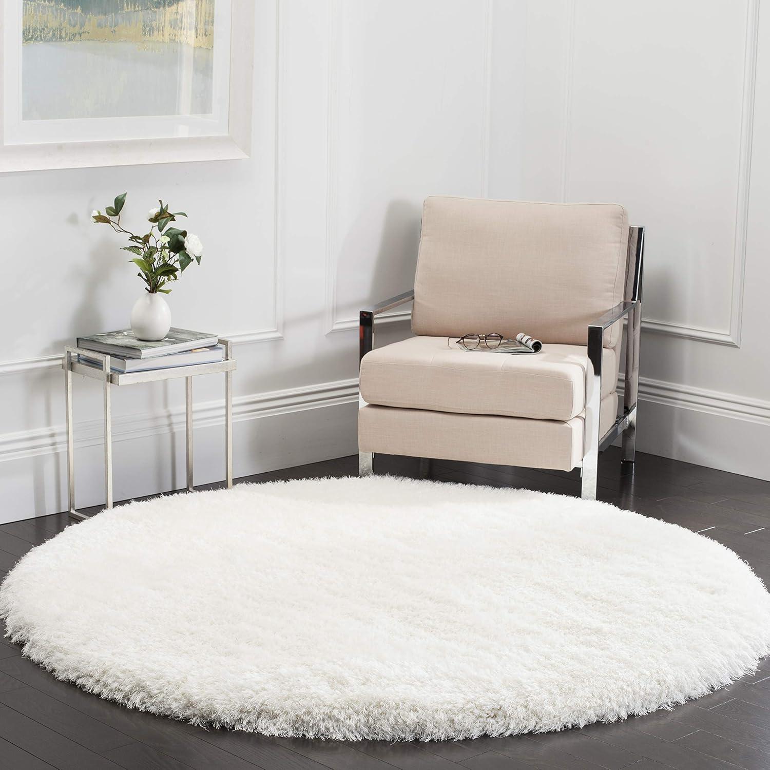 image:imageSAFAVIEH Luxe Shag Collection Area Rug 5 x 8 Ivory Handmade Glam 32inch Thick Ideal for High Traffic Areas in Living Room Bedroom SGX160AIvory