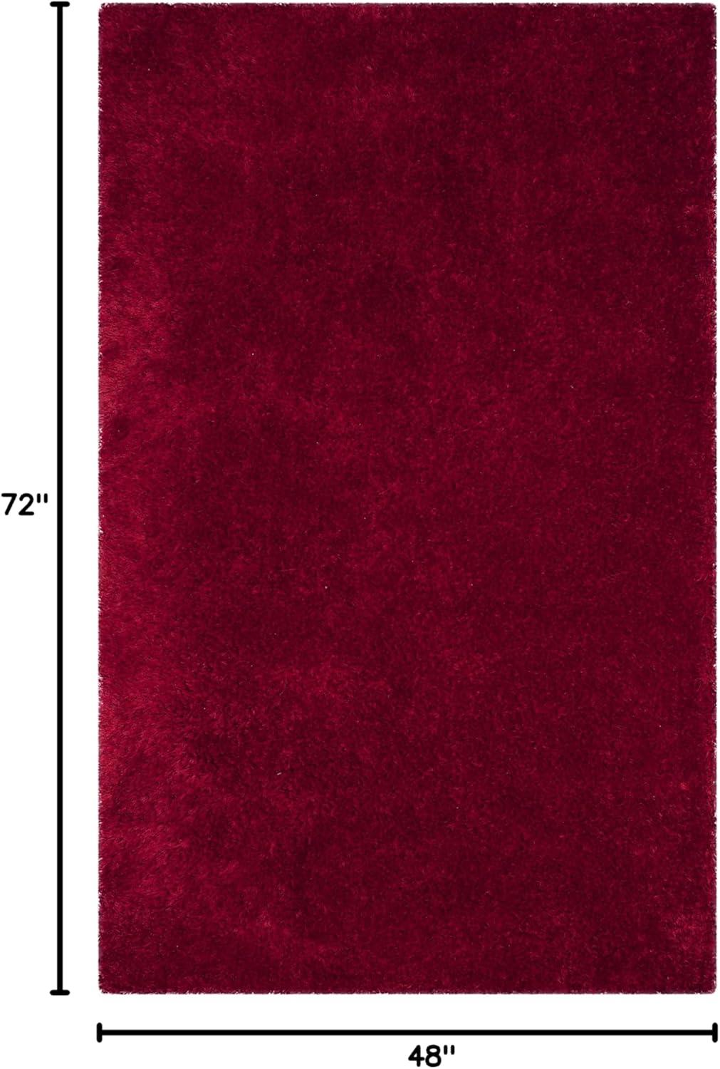 image:imageSAFAVIEH Luxe Shag Collection Area Rug 5 x 8 Ivory Handmade Glam 32inch Thick Ideal for High Traffic Areas in Living Room Bedroom SGX160ARed