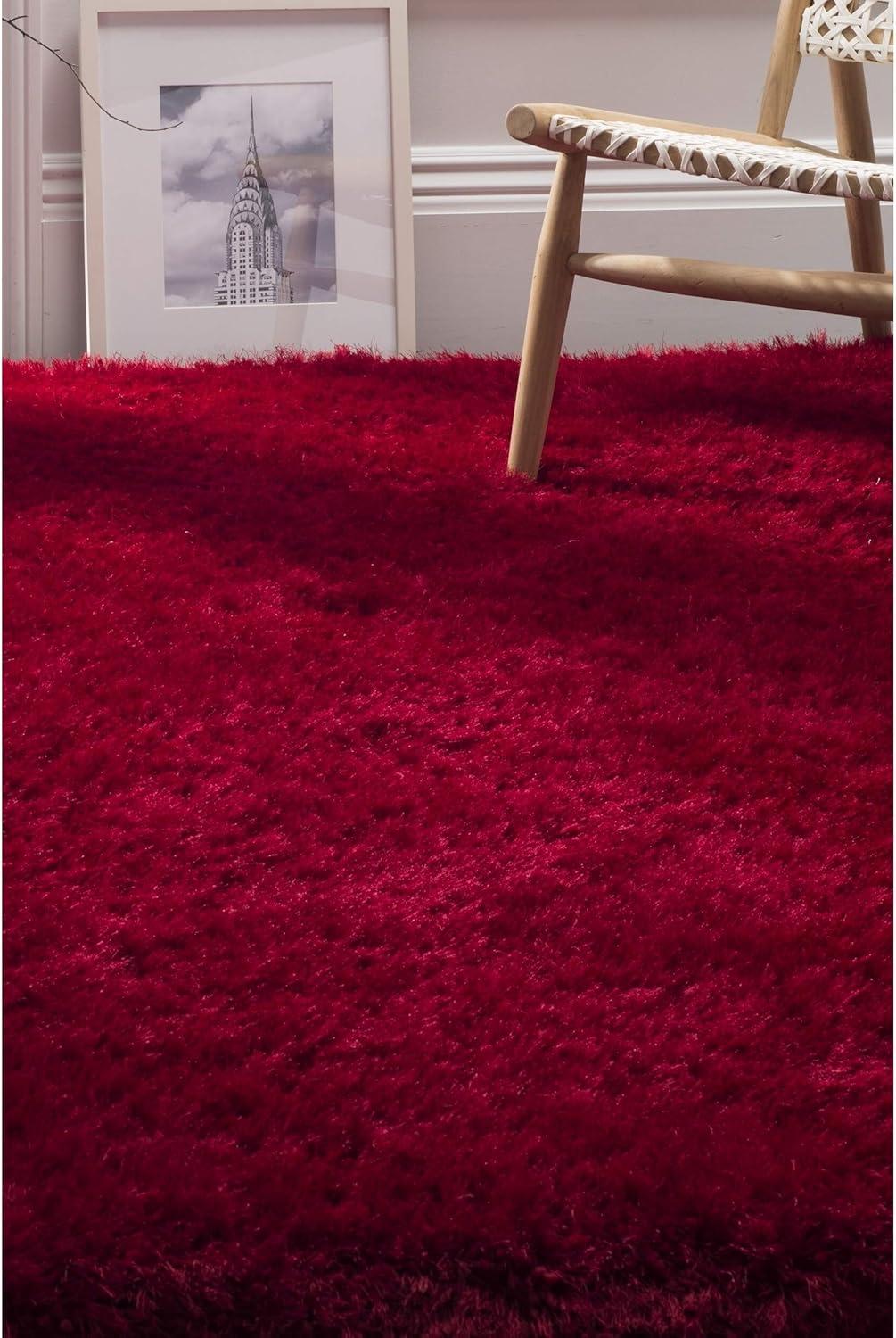 image:imageSAFAVIEH Luxe Shag Collection Area Rug 5 x 8 Ivory Handmade Glam 32inch Thick Ideal for High Traffic Areas in Living Room Bedroom SGX160ARed