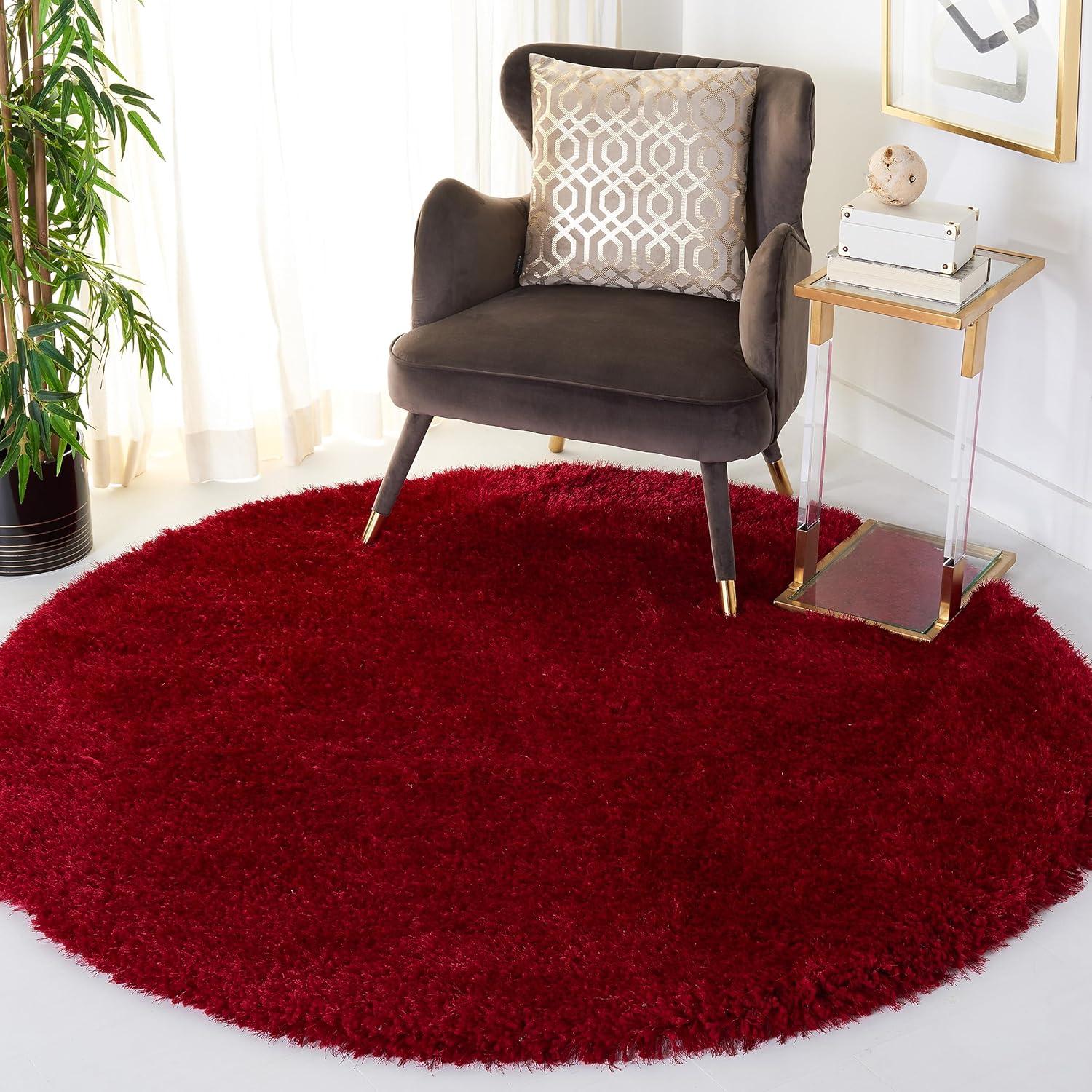 image:imageSAFAVIEH Luxe Shag Collection Area Rug 5 x 8 Ivory Handmade Glam 32inch Thick Ideal for High Traffic Areas in Living Room Bedroom SGX160ARed