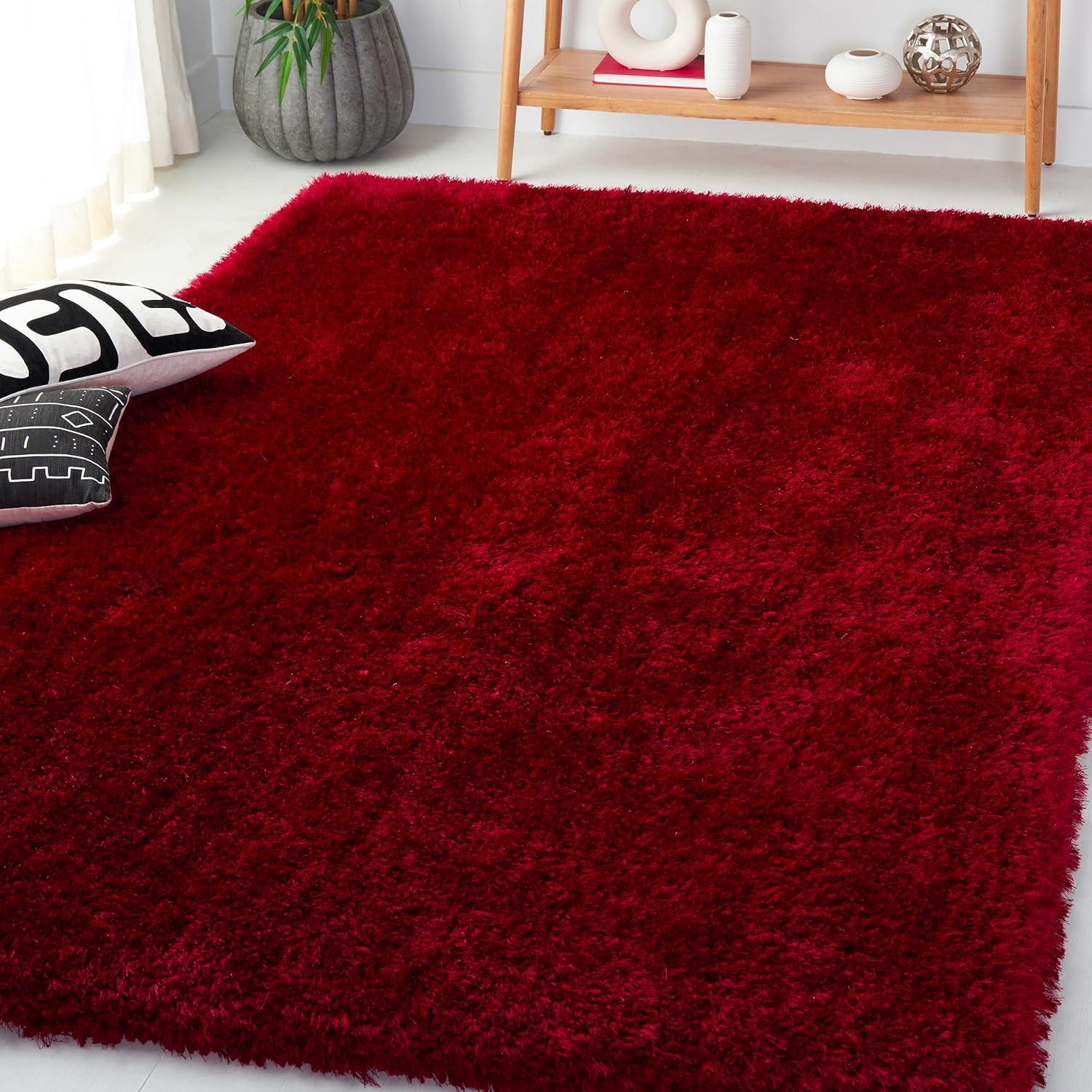 image:imageSAFAVIEH Luxe Shag Collection Area Rug 5 x 8 Ivory Handmade Glam 32inch Thick Ideal for High Traffic Areas in Living Room Bedroom SGX160ARed