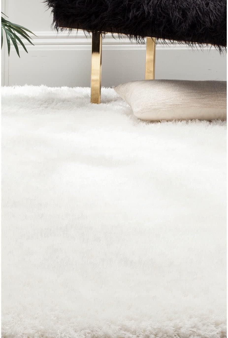 image:imageSAFAVIEH Luxe Shag Collection Area Rug 5 x 8 Ivory Handmade Glam 32inch Thick Ideal for High Traffic Areas in Living Room Bedroom SGX160ARed