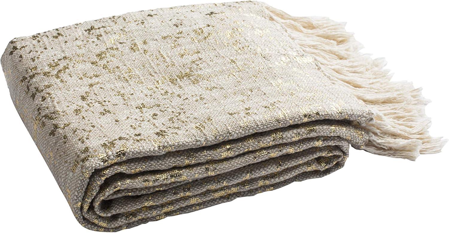 image:imageSAFAVIEH Peppin Metallic Throw Blanket NaturalGold