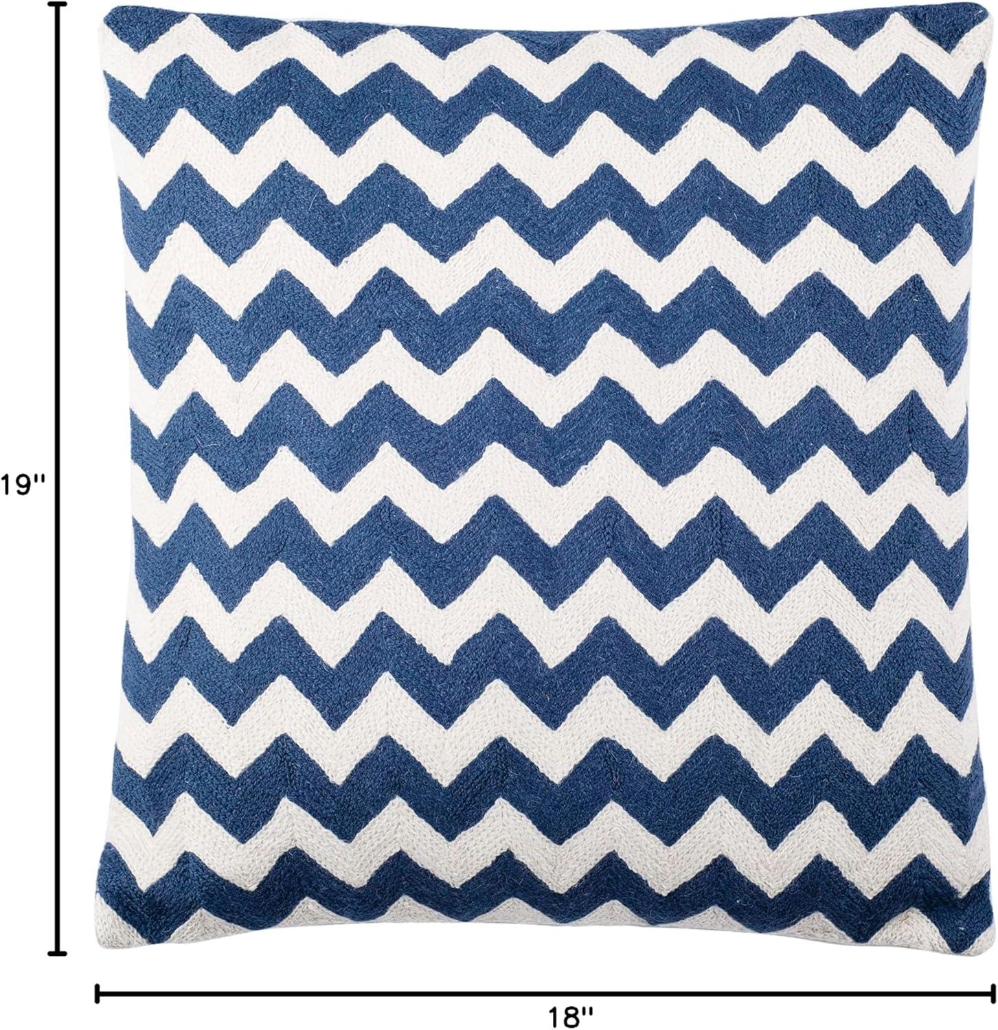 image:imageSAFAVIEH Pillows Collection Striped Taelea Decorative Pillow 18Inch Navy Blue Set of 2Navy Blue