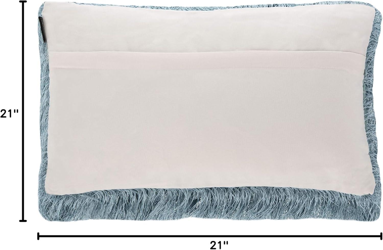 image:imageSAFAVIEH Soleil IndoorOutdoor Shag Throw Pillow 22x22 ChampagneBlue
