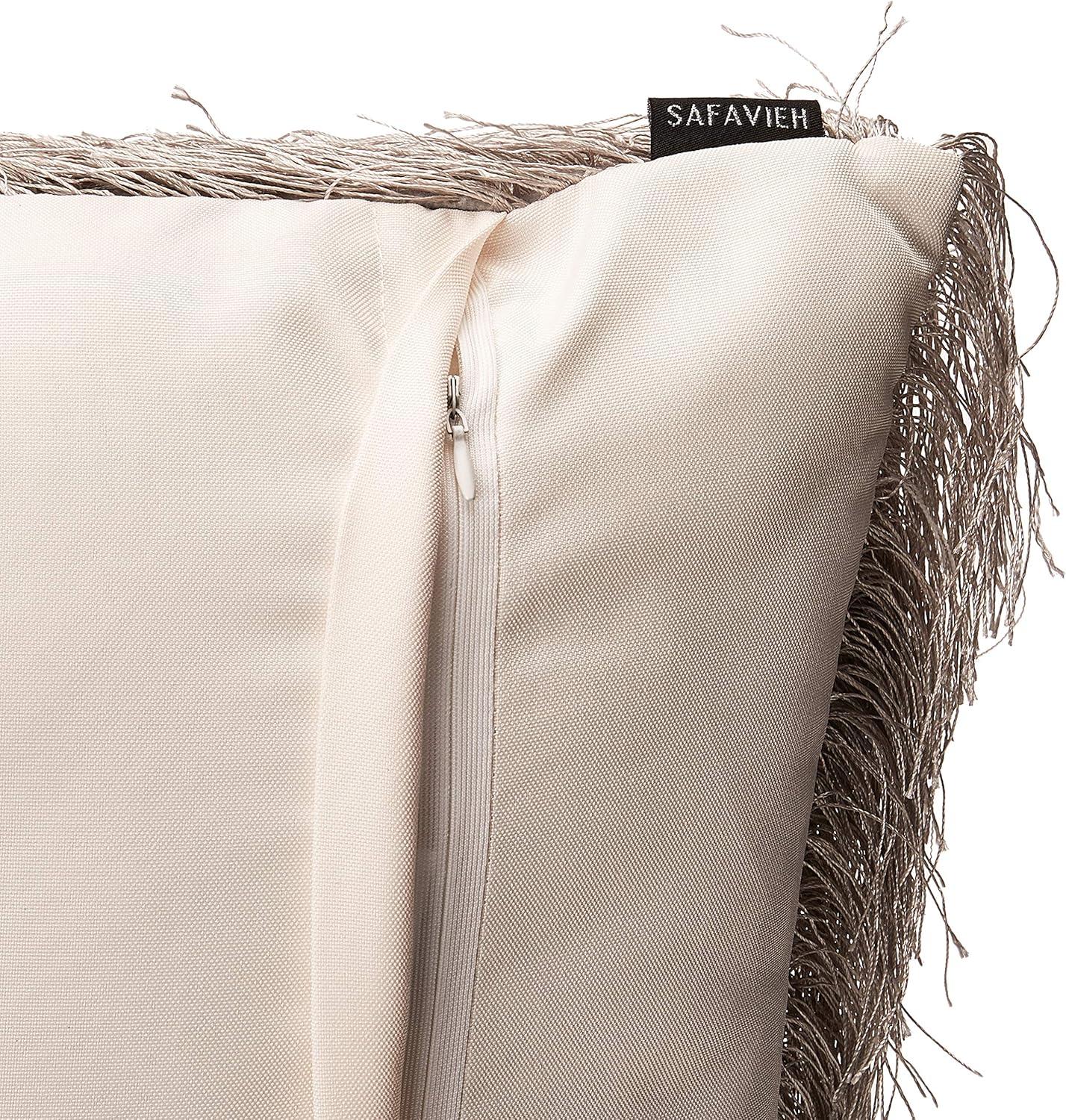 image:imageSAFAVIEH Soleil IndoorOutdoor Shag Throw Pillow 22x22 ChampagneSilver