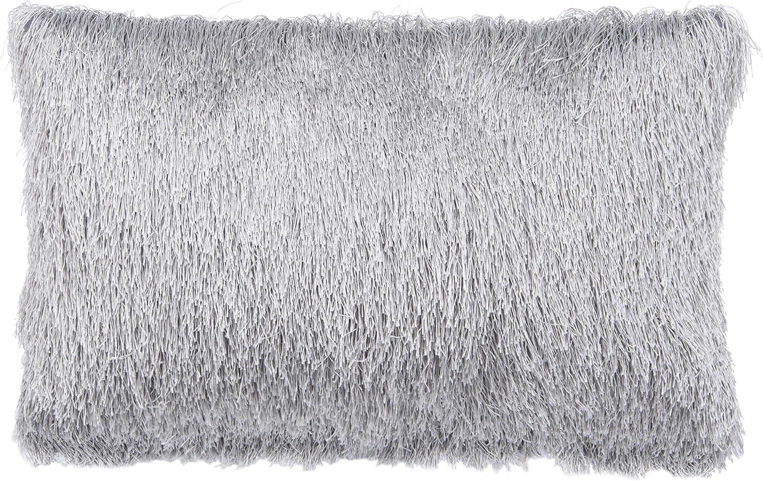 image:imageSAFAVIEH Soleil IndoorOutdoor Shag Throw Pillow 22x22 ChampagneSilver