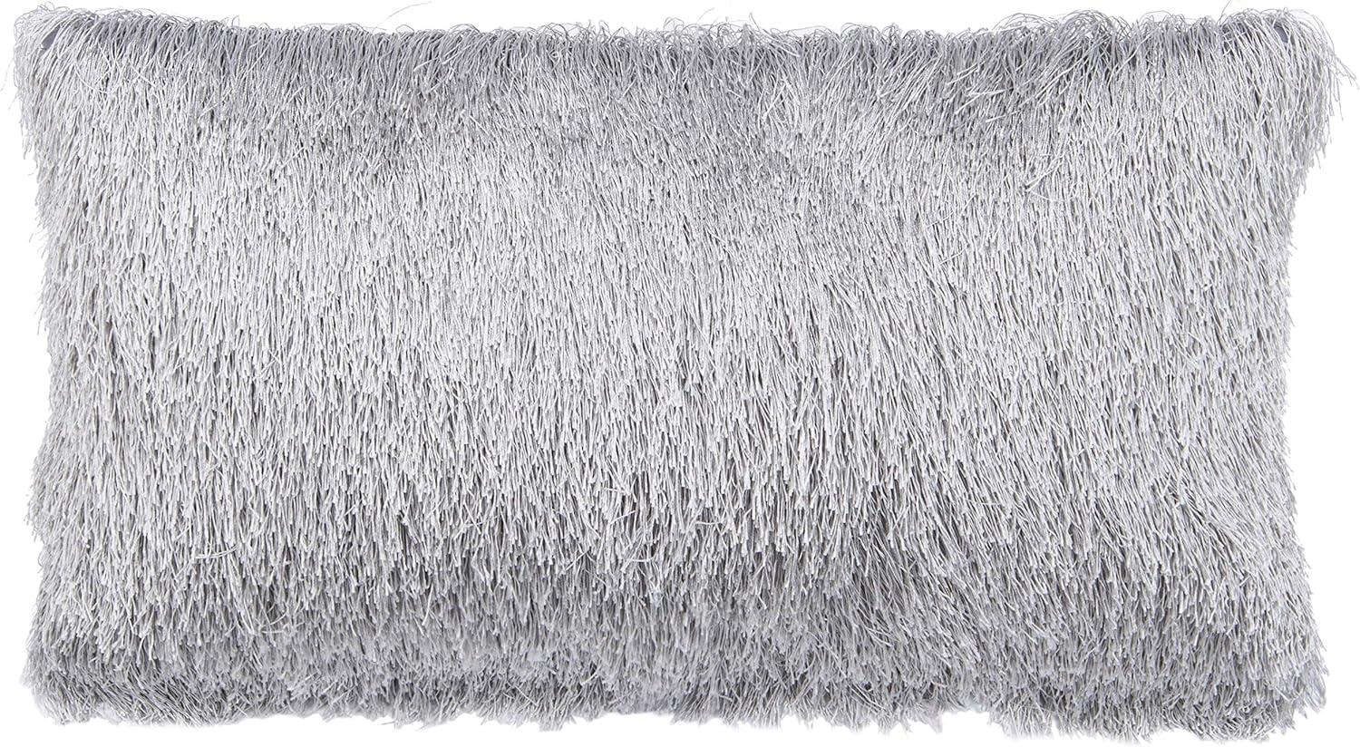 image:imageSAFAVIEH Soleil IndoorOutdoor Shag Throw Pillow 22x22 ChampagneSilver
