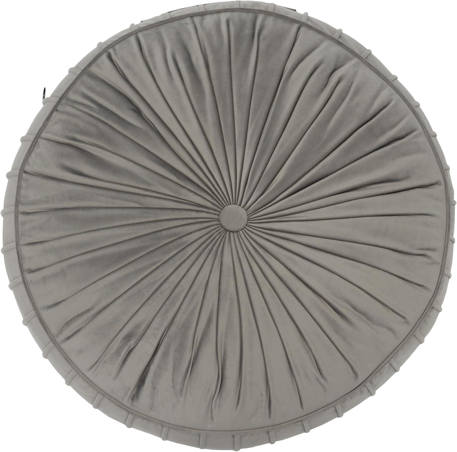 image:imageSafavieh Clary Glam 18inch Mustard Yellow Velvet Round Floor PillowGrey