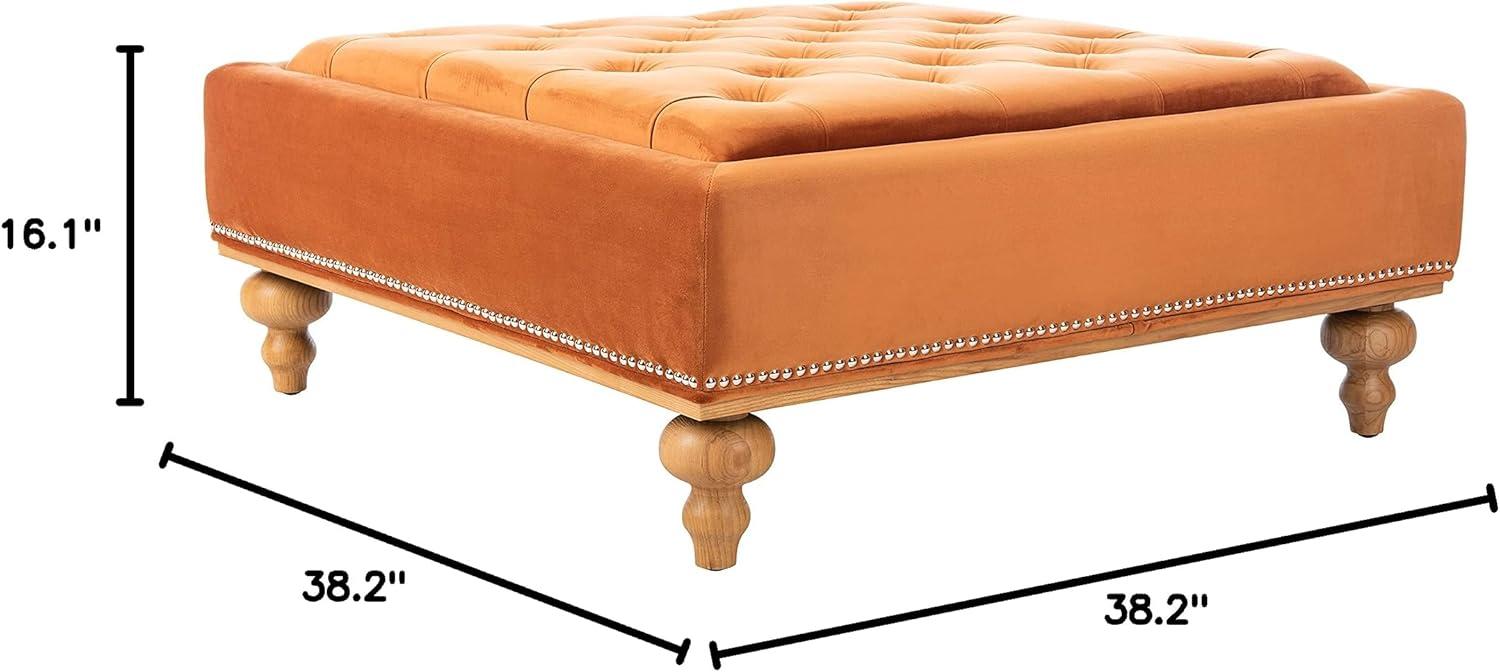 image:imageSafavieh Couture Rosealina Sienna Velvet Tufted Silver Nailhead OttomanSienna