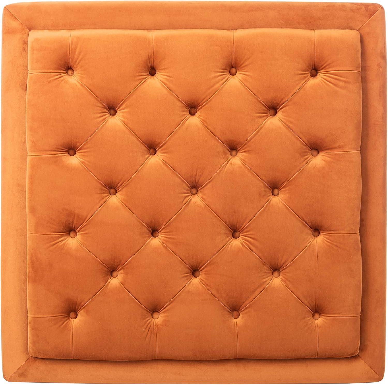 image:imageSafavieh Couture Rosealina Sienna Velvet Tufted Silver Nailhead OttomanSienna