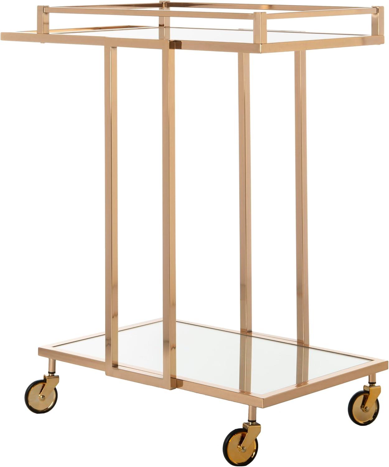 image:imageSafavieh Home Collection Capri BCT8003A Gold and Mirror 2 Tier Rectangle Bar Cart