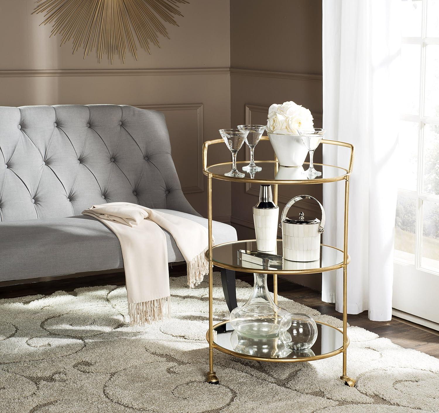 image:imageSafavieh Home Collection Dulcinea Silver Bar CartGold Mirror