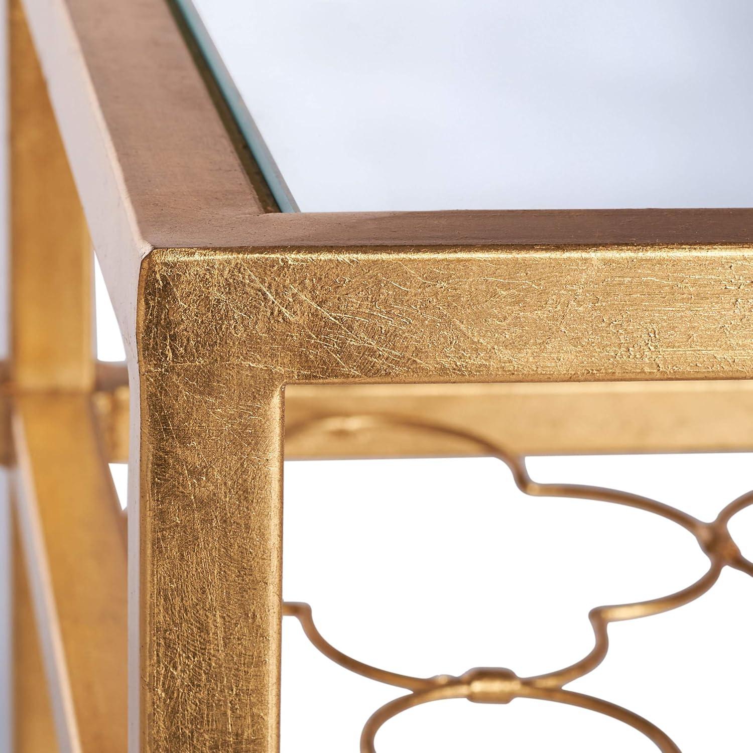 image:imageSafavieh Home Collection Hanzel Silver Leaf Glass Side TableGold Glass