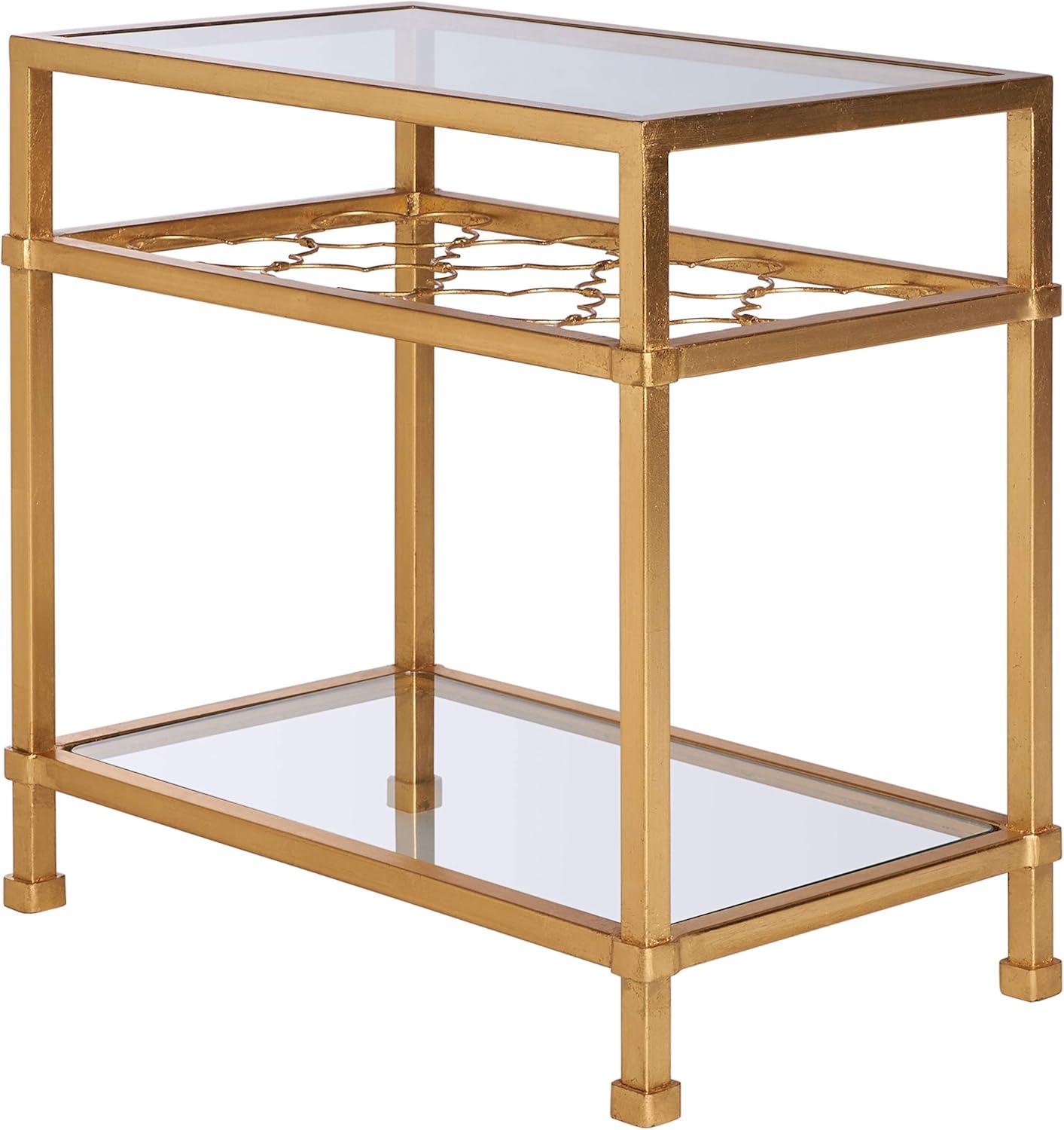 image:imageSafavieh Home Collection Hanzel Silver Leaf Glass Side TableGold Glass