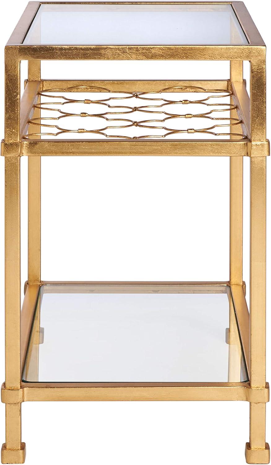 image:imageSafavieh Home Collection Hanzel Silver Leaf Glass Side TableGold Glass