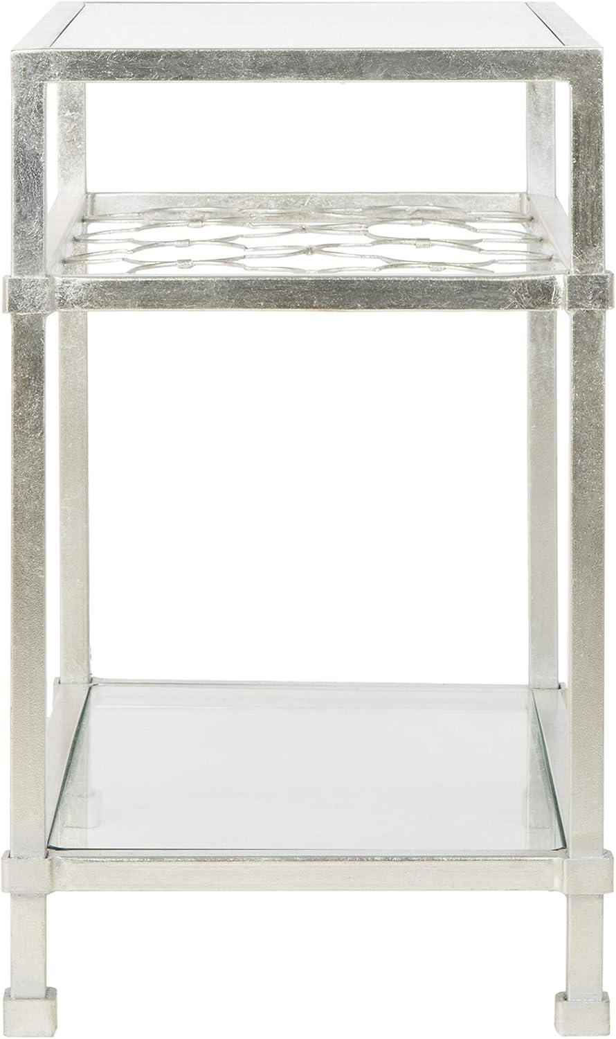 image:imageSafavieh Home Collection Hanzel Silver Leaf Glass Side TableSilver Glass