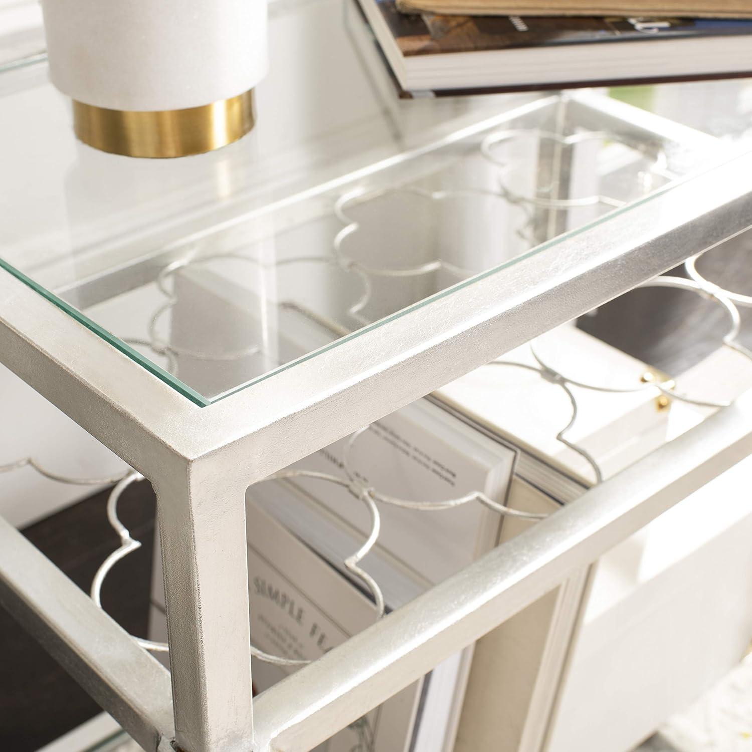 image:imageSafavieh Home Collection Hanzel Silver Leaf Glass Side TableSilver Glass