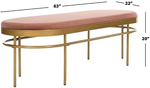 image:imageSafavieh Home Sylva 63inch Glam Dusty Rose Velvet and Gold Oval BenchDusty Rose Gold