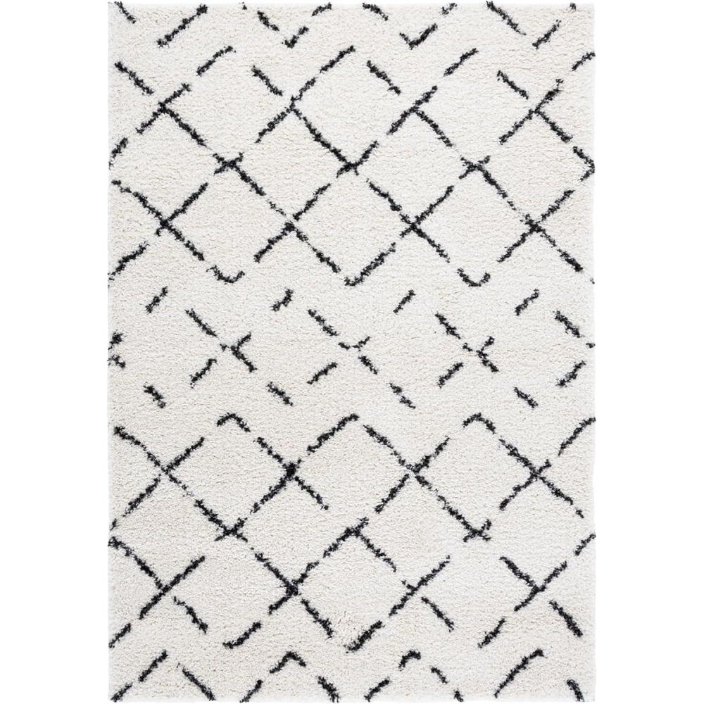 image:imageSAFAVIEH Area Rug 8x10 Arizona Shag Collection Large Ivory amp Beige Moroccan Boho Design NonShedding amp Easy to Clean Ideal for Living Room Bedroom Dining Space ASG743AIvoryBlack