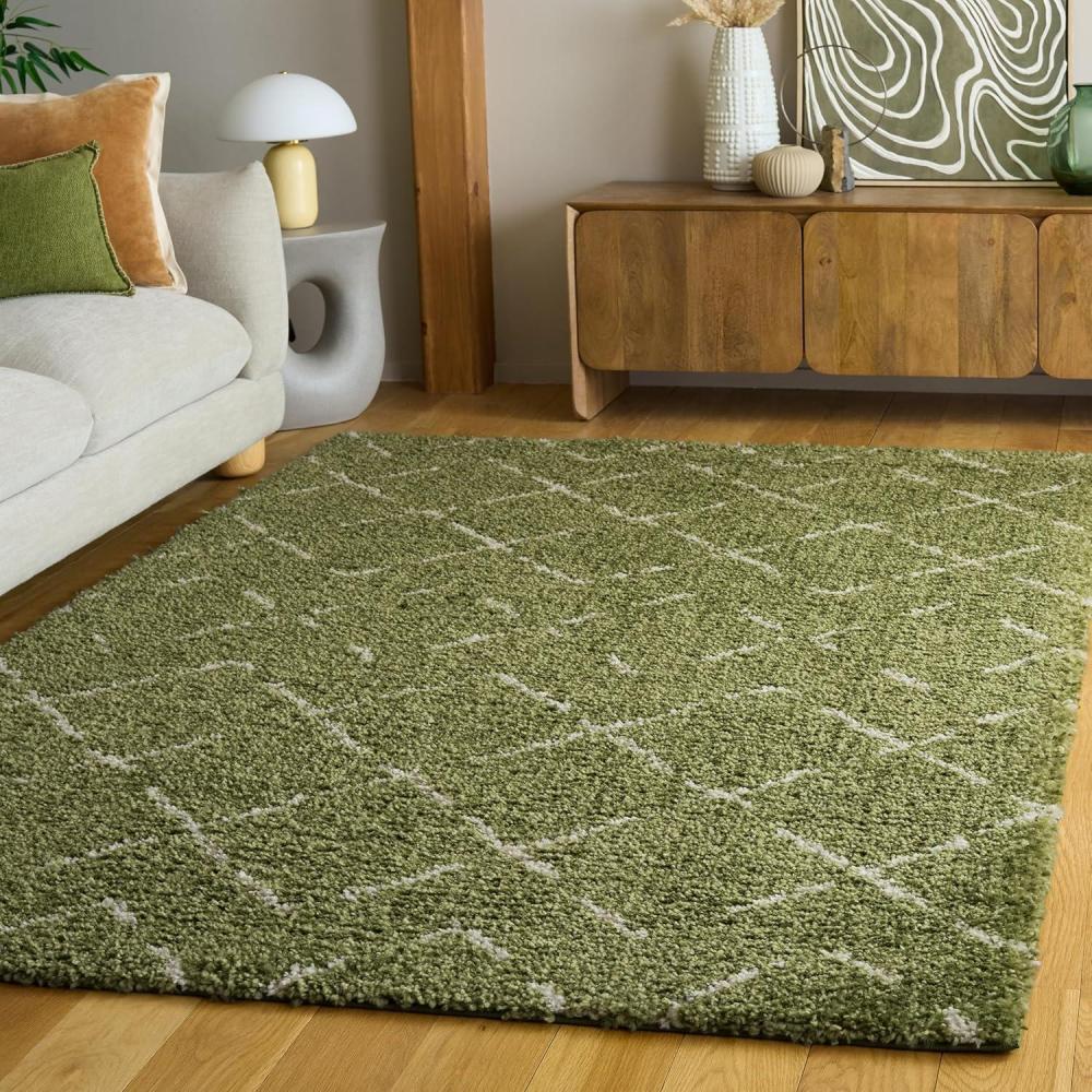 image:imageSAFAVIEH Area Rug 8x10 Arizona Shag Collection Large Ivory amp Beige Moroccan Boho Design NonShedding amp Easy to Clean Ideal for Living Room Bedroom Dining Space ASG743AGreenIvory