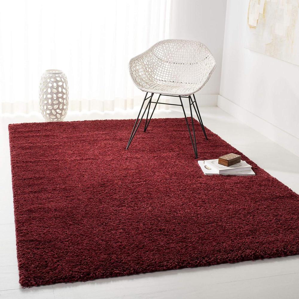 image:imageSAFAVIEH Area Rug 8x10  August Shag Collection  Large  White Solid Pattern NonShedding amp Easy Cleaning Plush Thick Pile Ideal for Living Room Bedroom Dining Space AUG900ABurgundy