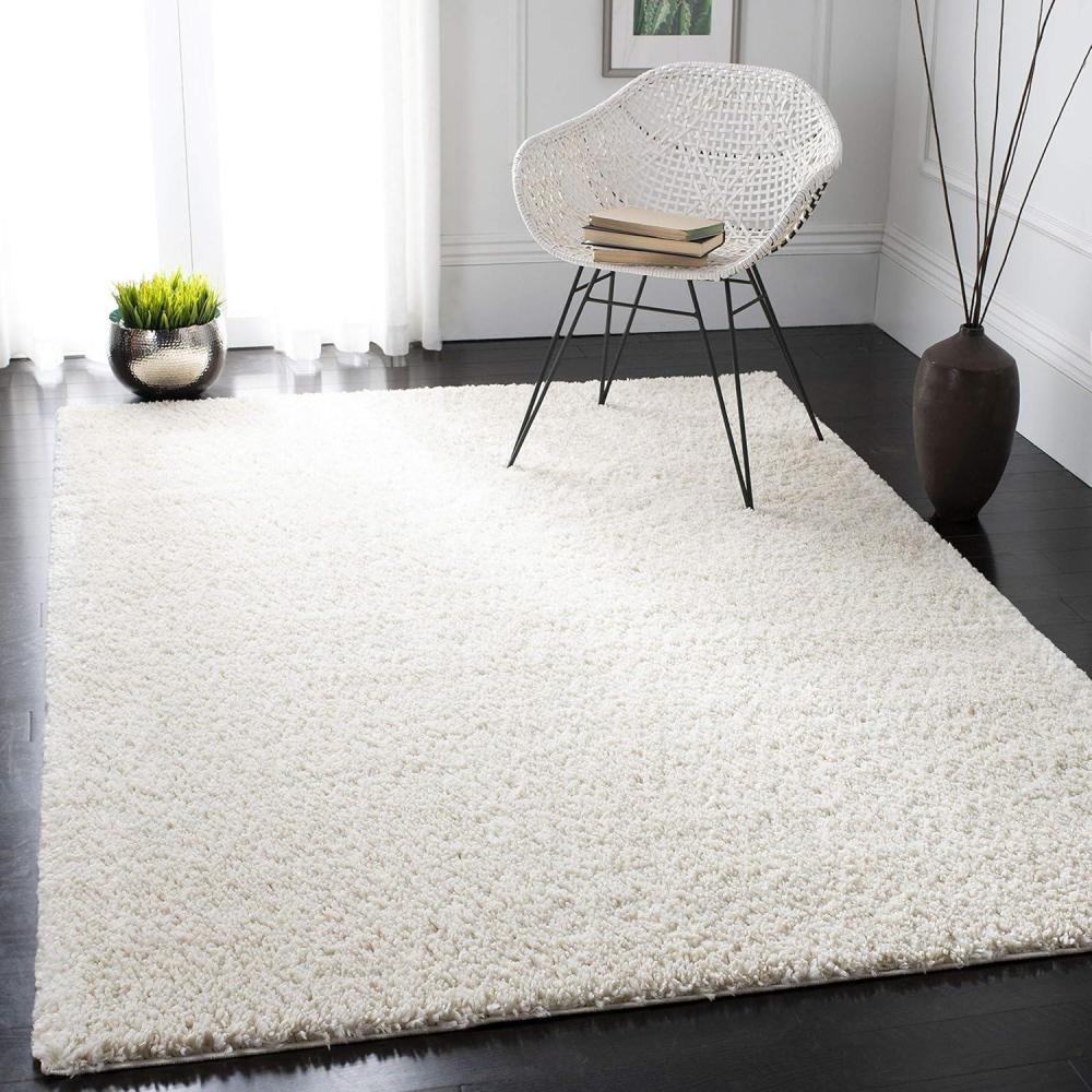 image:imageSAFAVIEH Area Rug 8x10 August Shag Collection Large White Solid Pattern NonShedding amp Easy Cleaning Plush Thick Pile Ideal for Living Room Bedroom Dining Space AUG900AIvory