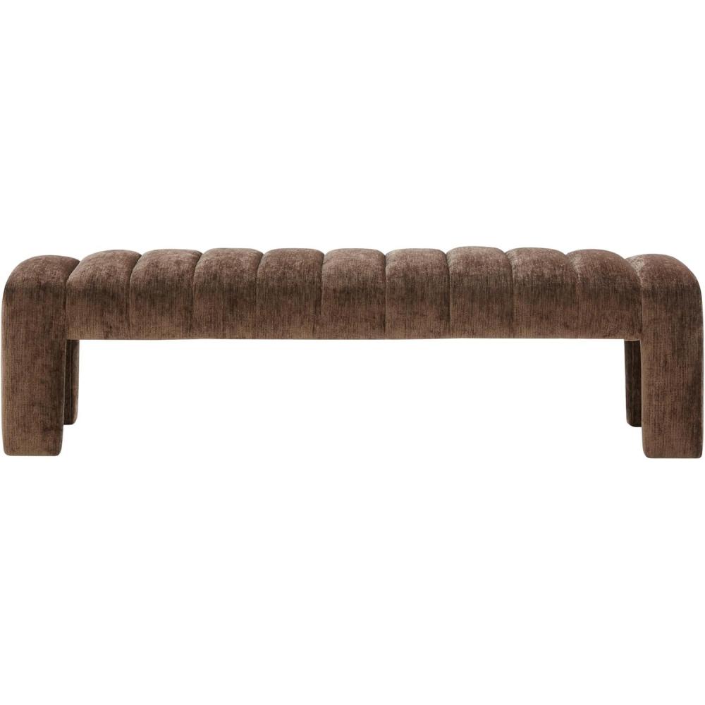 image:imageSAFAVIEH Couture Collection  Bellisima Dark Green Channel Tufted Chenille Bench Modern Upholstered Accent Seating SFV5127KBrown