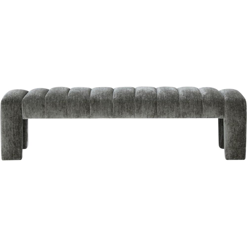 image:imageSAFAVIEH Couture Collection Bellisima Dark Green Channel Tufted Chenille Bench Modern Upholstered Accent Seating SFV5127KDark Green