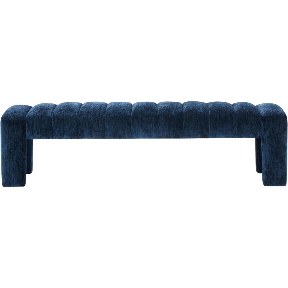 image:imageSAFAVIEH Couture Collection Bellisima Dark Green Channel Tufted Chenille Bench Modern Upholstered Accent Seating SFV5127KNavy