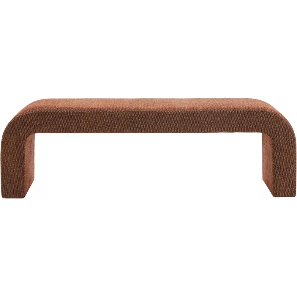 image:imageSAFAVIEH Couture Collection Caralynn Brown Chenille Upholstered Bench Modern Waterfall Curved Silhouette Fully Assembled SFV5027SRust