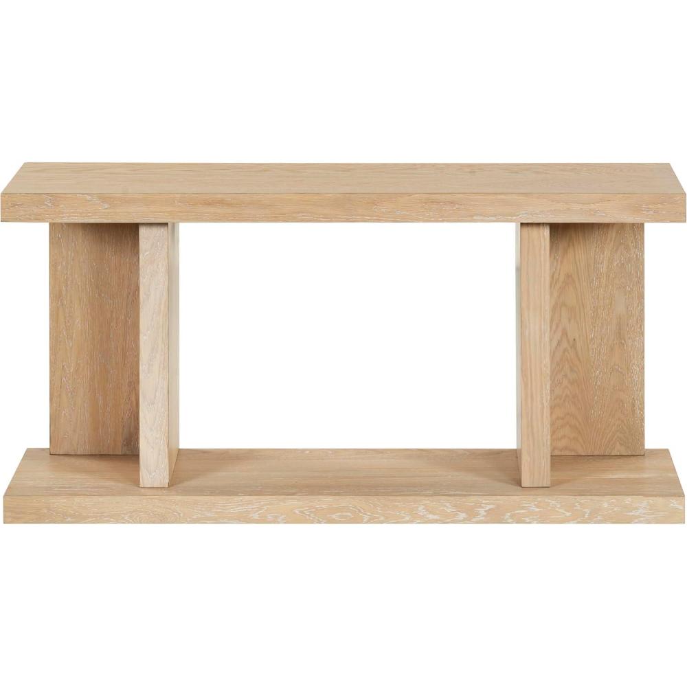 image:imageSAFAVIEH Couture Collection  Claramay Walnut Cerused Oak Console Table Modern Wood Entryway amp Living Room Accent SFV2223BNatural Cerused Oak