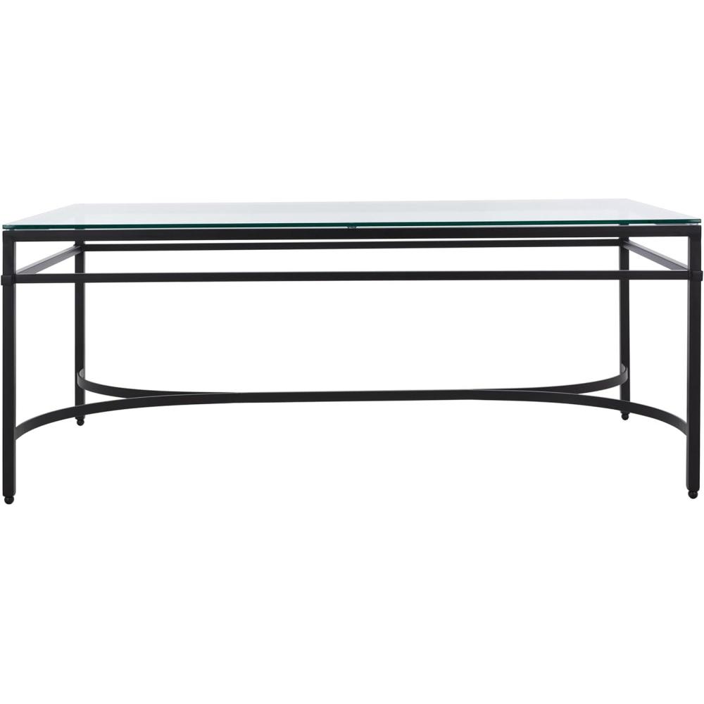 image:imageSAFAVIEH Couture Collection Abelard Black IronTempered Glass Rectangle Cocktail Table
