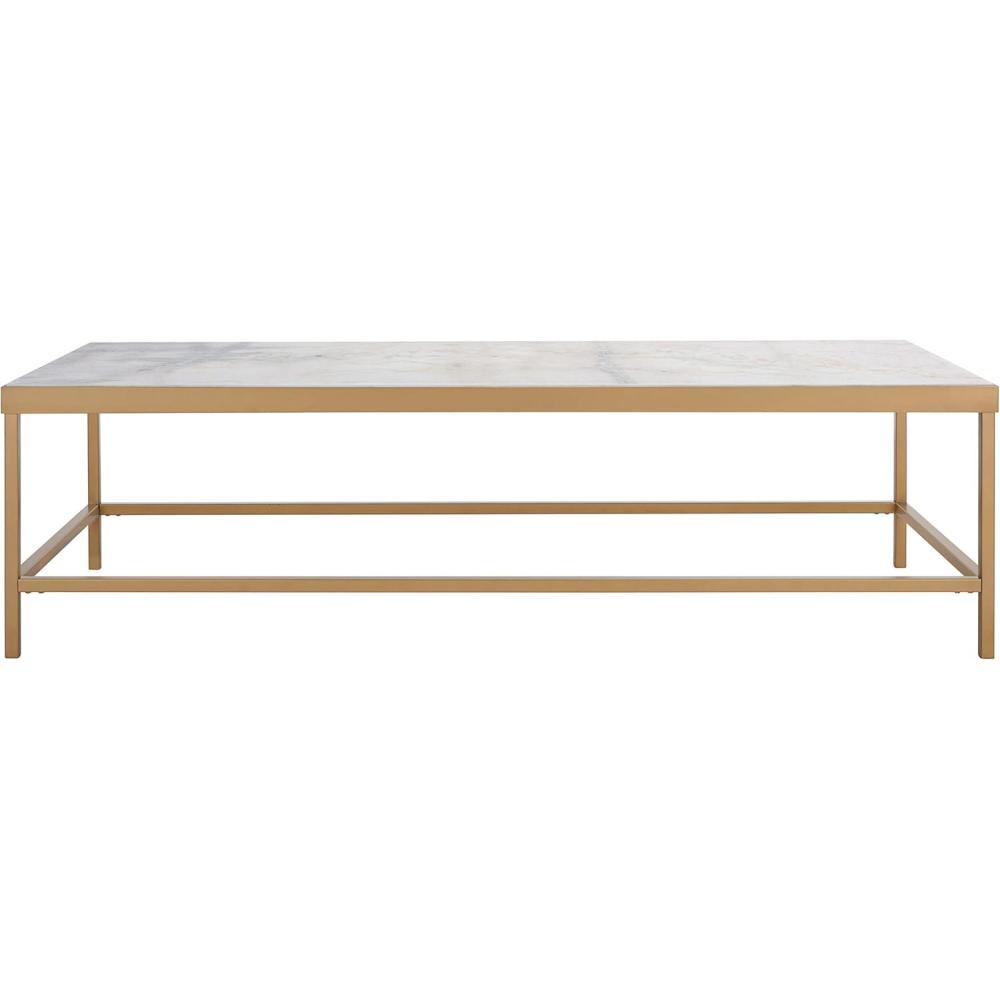 image:imageSAFAVIEH Couture Collection Caralyn White MarbleBrass Rectangular Coffee Table
