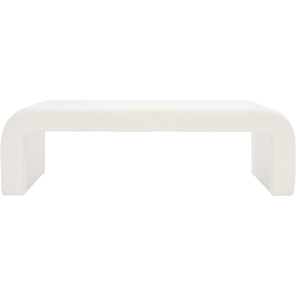 image:imageSAFAVIEH Couture Collection Caralynn MidCentury Modern Ivory Boucle Bench Fully Assembled