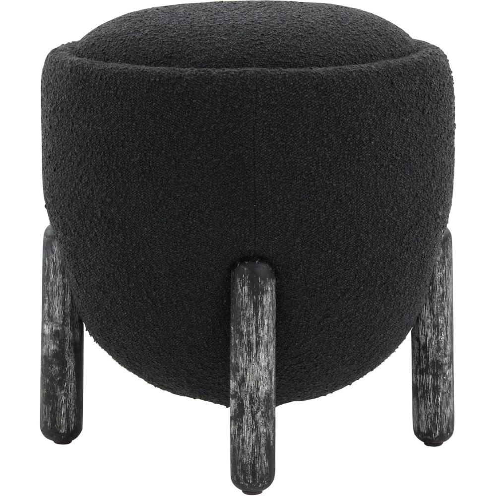 image:imageSAFAVIEH Couture Collection Clarabella Ivory BoucleBlack Round Upholstered Footrest Ottoman Fully AssembledBlack