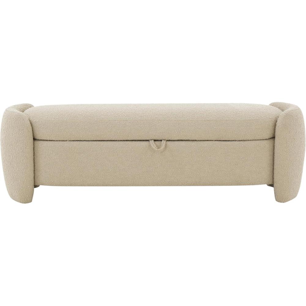 image:imageSAFAVIEH Couture Collection Danianna Light Brown Boucle Storage Ottoman Fully AssembledOatmeal